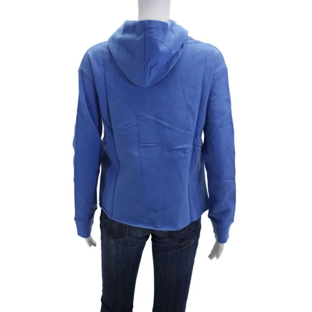 South Parade Womens Pullover Logo Hoodie Sweatshirt Blue Cotton Size Extra Small